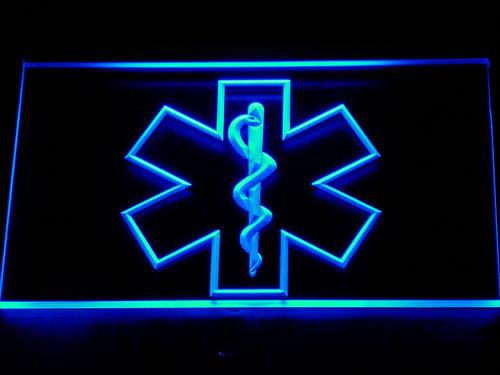 Emergency Medical Services (2) LED Neon Sign USB - Blue - TheLedHeroes