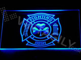 Shamrock Fighting Irish Fire Department LED Neon Sign USB - Blue - TheLedHeroes