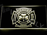 Shamrock Fighting Irish Fire Department LED Neon Sign USB - Yellow - TheLedHeroes