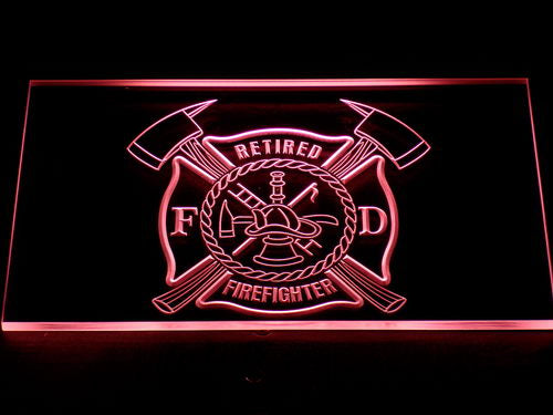 FREE Retired Firefighter LED Sign - Red - TheLedHeroes