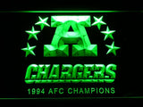 San Diego Chargers 1994 AFC Champions LED Neon Sign USB - Green - TheLedHeroes