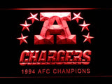 San Diego Chargers 1994 AFC Champions LED Neon Sign USB - Red - TheLedHeroes