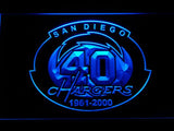 San Diego Chargers 40th Anniversary LED Neon Sign USB - Blue - TheLedHeroes