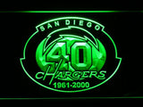 San Diego Chargers 40th Anniversary LED Neon Sign USB - Green - TheLedHeroes