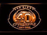 San Diego Chargers 40th Anniversary LED Neon Sign USB - Orange - TheLedHeroes