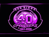 San Diego Chargers 40th Anniversary LED Neon Sign USB - Purple - TheLedHeroes