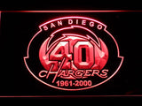 San Diego Chargers 40th Anniversary LED Neon Sign USB - Red - TheLedHeroes