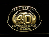 San Diego Chargers 40th Anniversary LED Neon Sign USB - Yellow - TheLedHeroes
