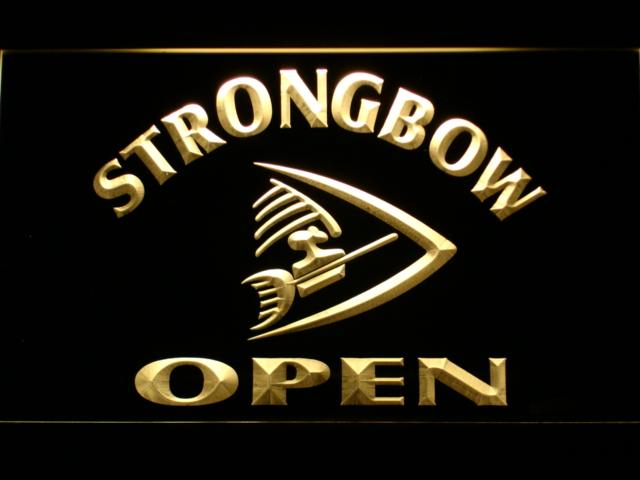 Strongbow Open LED Neon Sign Electrical - Yellow - TheLedHeroes