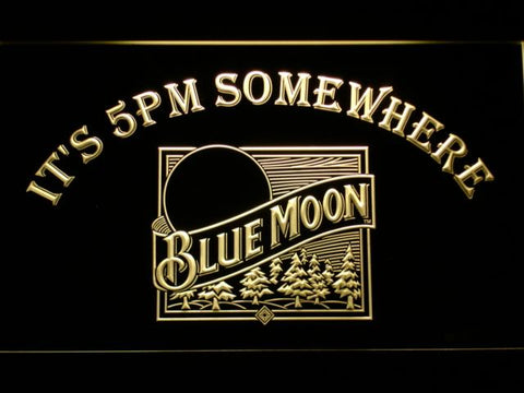 Blue Moon It's 5pm Somewhere (2) LED Neon Sign USB - Yellow - TheLedHeroes