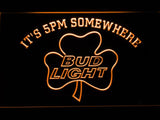 Bud Light Shamrock It's 5pm Somewhere LED Neon Sign USB - Orange - TheLedHeroes
