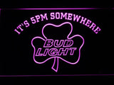 Bud Light Shamrock It's 5pm Somewhere LED Neon Sign USB - Purple - TheLedHeroes