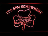 Bud Light Shamrock It's 5pm Somewhere LED Neon Sign USB - Red - TheLedHeroes