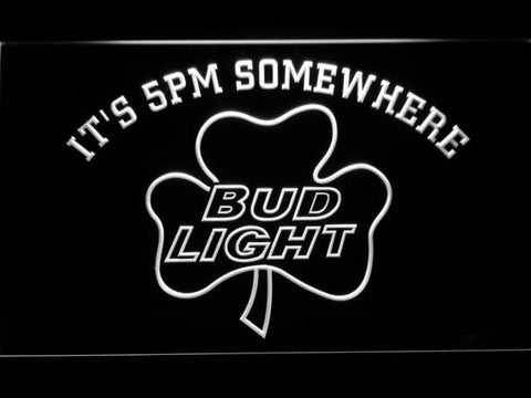 Bud Light Shamrock It's 5pm Somewhere LED Neon Sign Electrical - White - TheLedHeroes