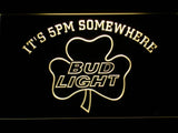 Bud Light Shamrock It's 5pm Somewhere LED Neon Sign Electrical - Yellow - TheLedHeroes