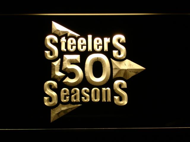 Pittsburgh Steelers 50th Anniversary LED Neon Sign USB - Yellow - TheLedHeroes