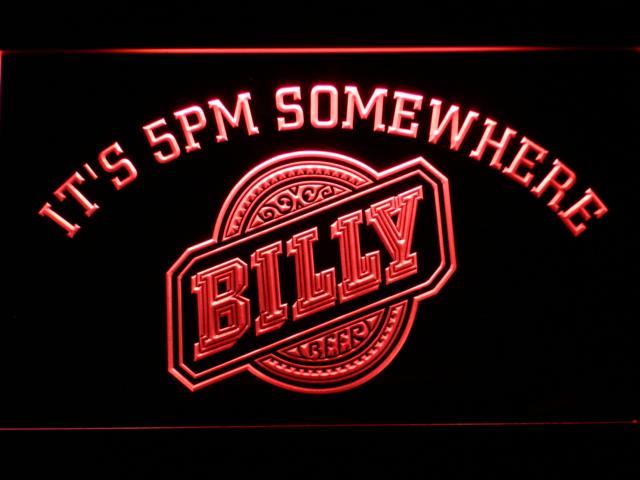Billy It's 5pm Somewhere LED Neon Sign Electrical - Red - TheLedHeroes