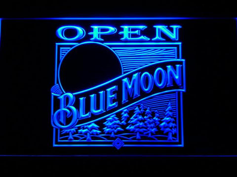 Blue Moon Open (2) LED Neon Sign Electrical - Blue - TheLedHeroes