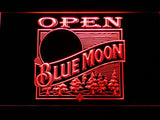 Blue Moon Open (2) LED Neon Sign USB - Red - TheLedHeroes
