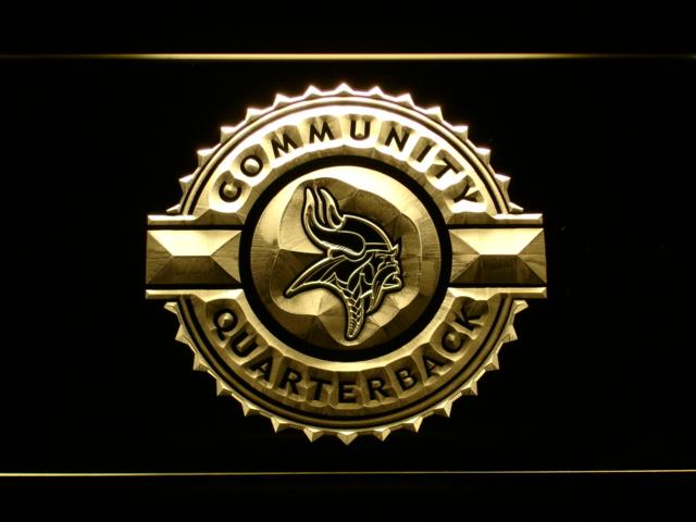 Minnesota Vikings Community Quarterback LED Neon Sign Electrical - Yellow - TheLedHeroes