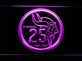 Minnesota Vikings 25th Anniversary LED Neon Sign Electrical - Purple - TheLedHeroes