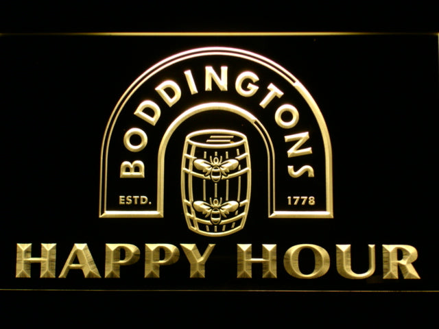 FREE Boddingtons Happy Hour LED Sign - Yellow - TheLedHeroes