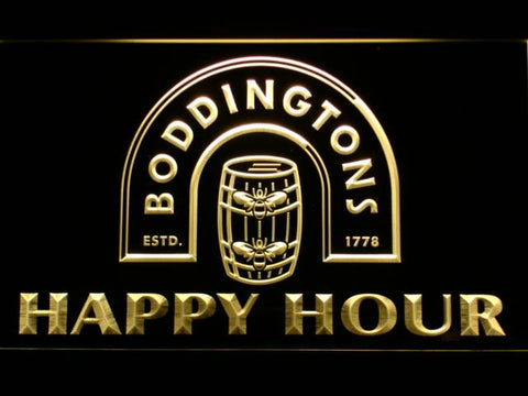 Boddingtons Happy Hour LED Neon Sign USB - Yellow - TheLedHeroes