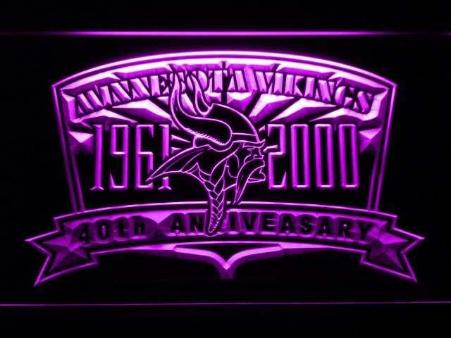 Minnesota Vikings 40th Anniversary LED Neon Sign USB - Purple - TheLedHeroes