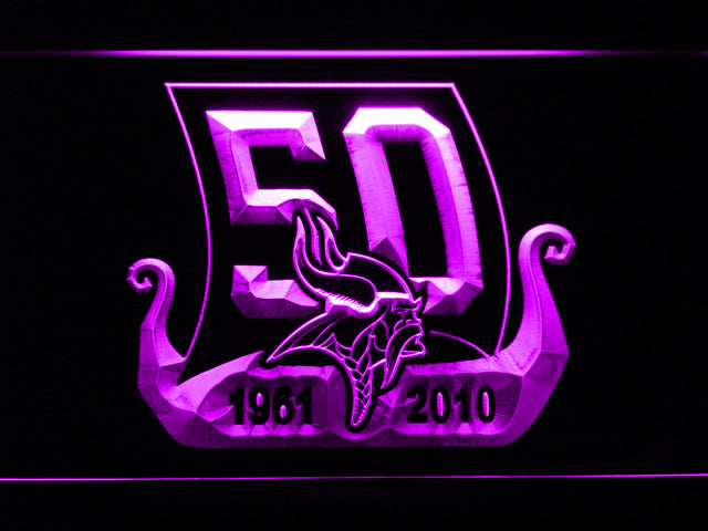 Minnesota Vikings 50th Anniversary LED Sign - Purple - TheLedHeroes