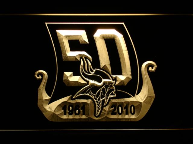 Minnesota Vikings 50th Anniversary LED Neon Sign Electrical - Yellow - TheLedHeroes