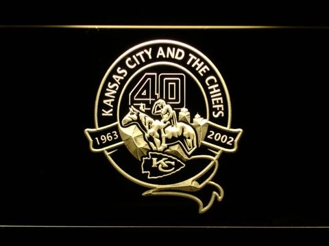 Kansas City Chiefs 40th Anniversary LED Neon Sign USB - Yellow - TheLedHeroes