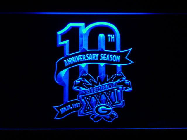 Green Bay Packers 10th Anniversary Season LED Sign - Blue - TheLedHeroes