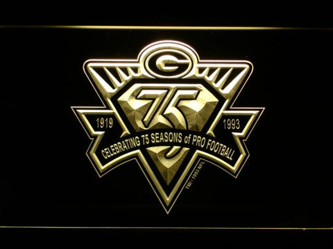 Green Bay Packers Celebrating 75th Seasons of Pro LED Neon Sign Electrical - Yellow - TheLedHeroes