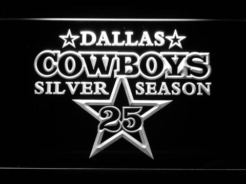 Dallas Cowboys Silver Season 25 LED Neon Sign Electrical - White - TheLedHeroes
