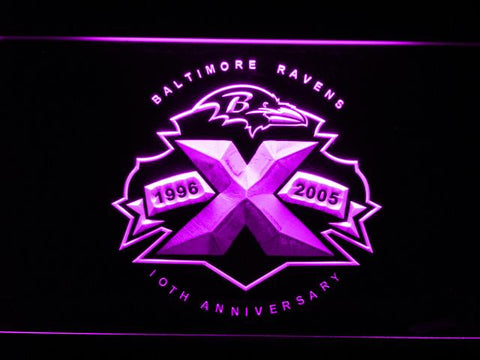 Baltimore Ravens 10th Anniversary LED Neon Sign USB - Purple - TheLedHeroes