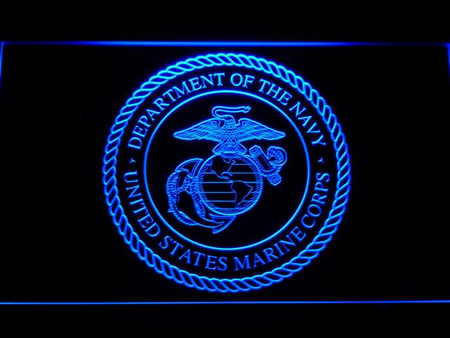 US Marine Corps Dept. Of Navy LED Neon Sign USB - Blue - TheLedHeroes