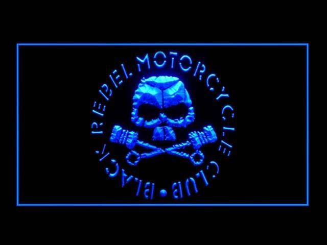 Black Rebel Motorcycle LED Neon Sign Electrical - Blue - TheLedHeroes