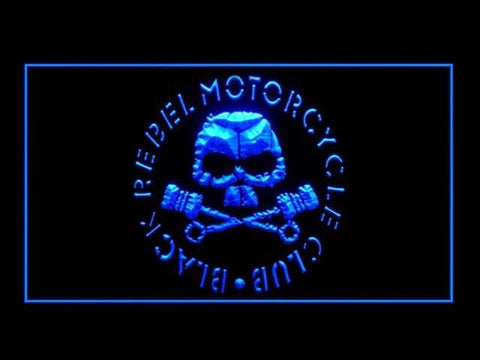 Black Rebel Motorcycle LED Neon Sign USB - Blue - TheLedHeroes