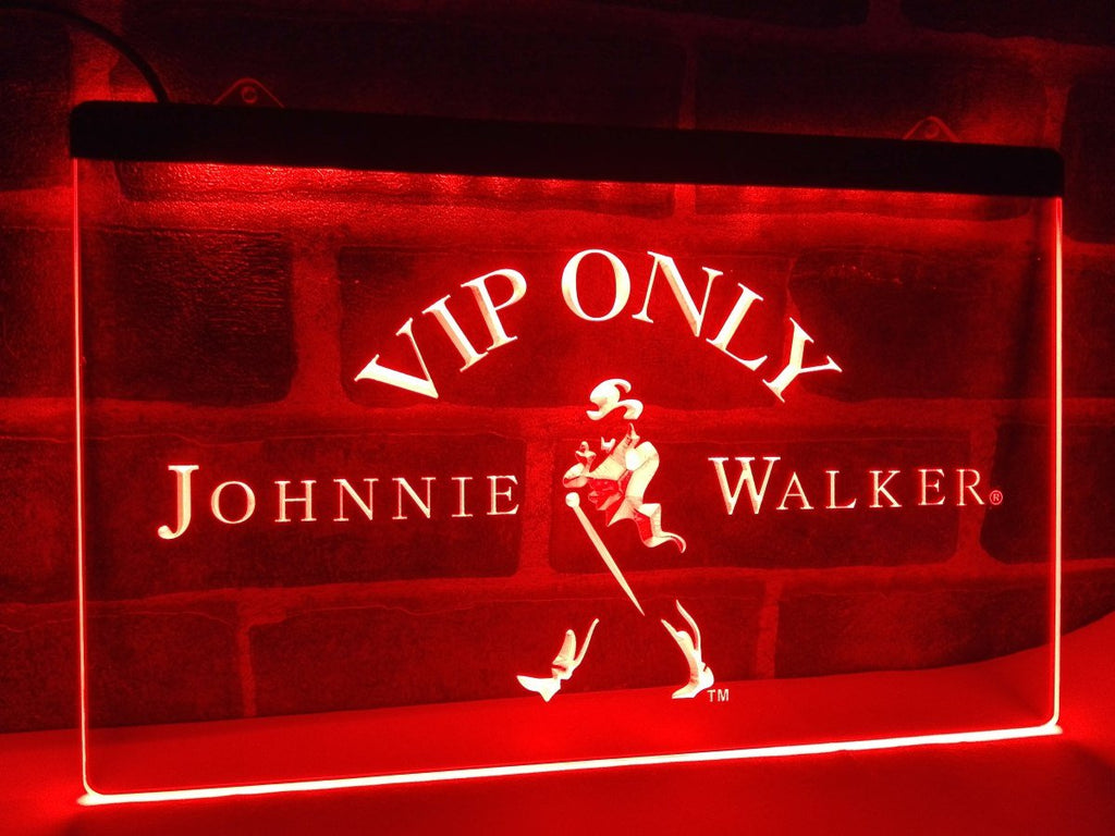 Johnnie Walker Whiskey VIP Only LED Neon Sign USB - Red - TheLedHeroes