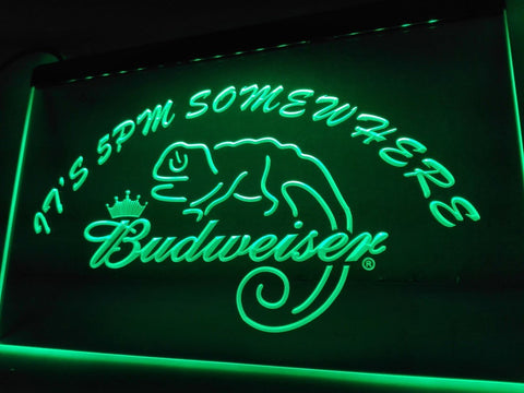 Budweiser Chameleon It's 5pm Somewhere LED Neon Sign USB -  - TheLedHeroes
