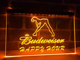 Budweiser Girl Happy Hour LED Neon Sign USB - Orange - TheLedHeroes