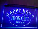 Iron City Beer Happy Hour LED Neon Sign USB - Blue - TheLedHeroes