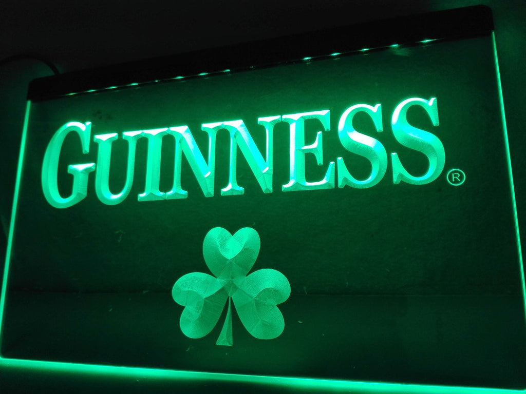 Guinness Beer Shamrock (2) LED Neon Sign USB - Green - TheLedHeroes