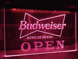 Budweiser King of Beer Open LED Neon Sign Electrical - Purple - TheLedHeroes