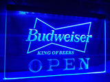 Budweiser King of Beer Open LED Neon Sign Electrical - Blue - TheLedHeroes