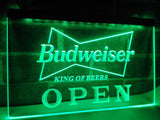 Budweiser King of Beer Open LED Neon Sign Electrical - Green - TheLedHeroes