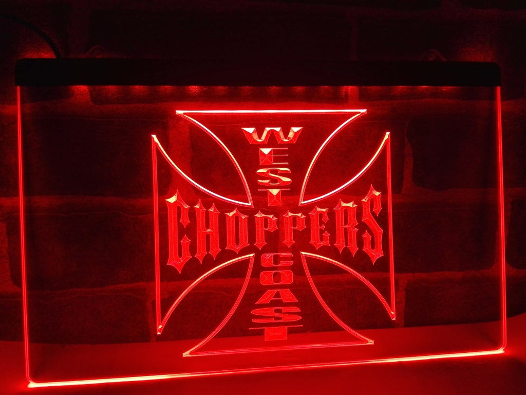 West Coast Choppers Bike Logo LED Neon Sign USB - Red - TheLedHeroes
