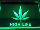 Hemp Leaf High Life NR LED Neon Sign USB - Green - TheLedHeroes