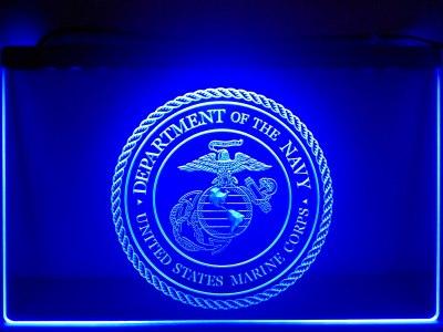 United States Marine Corps LED Neon Sign USB - Blue - TheLedHeroes