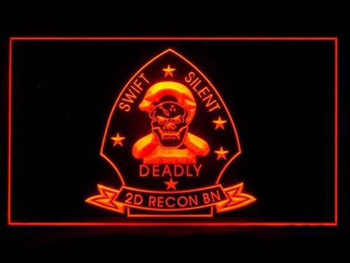 Marine 2nd Recon Battalion LED Neon Sign USB - Orange - TheLedHeroes